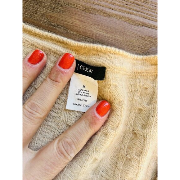 Vintage 90s J. Crew Wool Cashmere Cable Knit Cardigan Sweater - Picture 5 of 8